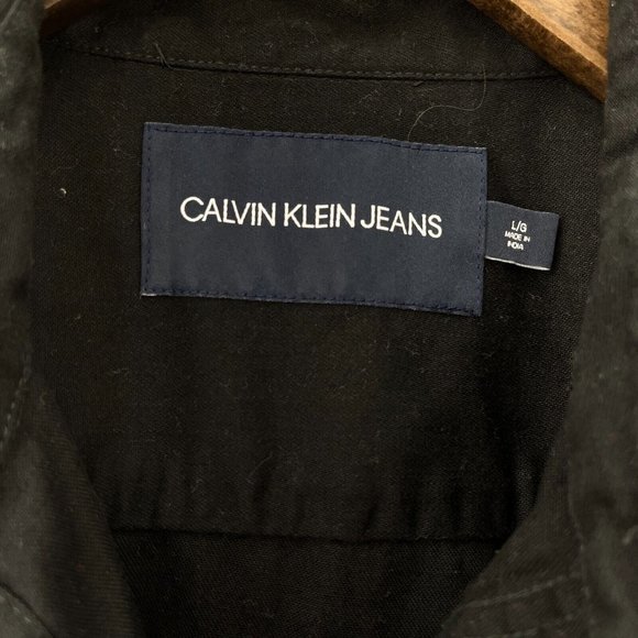 Calvin Klein Black Shirt Jacket Button Up Size L - Picture 4 of 5